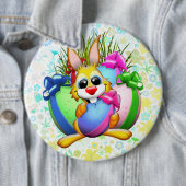 Funny Bunny biting an Easter Egg Button (Beispiel)