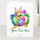 Funny Bunny biting an Easter Egg Dankeskarte (Rückseite)