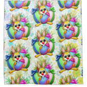 Funny Bunny biting an Easter Egg Duschvorhang (Vorderseite)