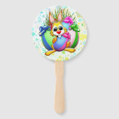 Funny Bunny biting an Easter Egg Fächer (Rückseite)