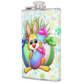 Funny Bunny biting an Easter Egg Flachmann (Links)