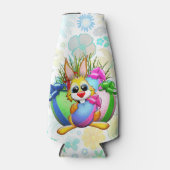 Funny Bunny biting an Easter Egg Flaschenkühler (Vorderseite)