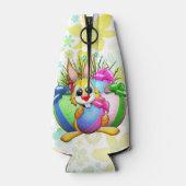 Funny Bunny biting an Easter Egg Flaschenkühler (Rückseite)