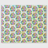 Funny Bunny biting an Easter Egg Geschenkpapier (Flach)