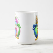 Funny Bunny biting an Easter Egg Kaffeetasse (Mittel)