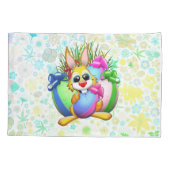 Funny Bunny biting an Easter Egg Kissenbezug (Rückseite)