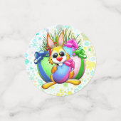 Funny Bunny biting an Easter Egg Konfetti (Klein Vorderseite)