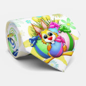 Funny Bunny biting an Easter Egg Krawatte (Gerollt)