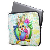 Funny Bunny biting an Easter Egg Laptopschutzhülle (Vorderseite Links)