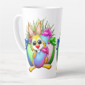 Funny Bunny biting an Easter Egg Milchtasse (Linke Ecke)