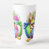 Funny Bunny biting an Easter Egg Milchtasse (Vorderseite)