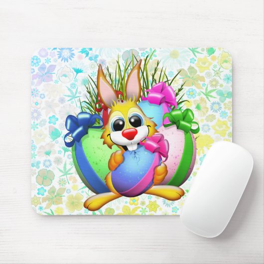 Funny Bunny biting an Easter Egg Mousepad (Mit Mouse)