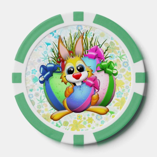 Funny Bunny biting an Easter Egg Pokerchips (Vorderseite)