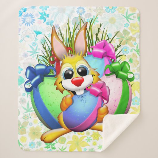Funny Bunny biting an Easter Egg Sherpadecke (Vorderseite)