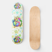 Funny Bunny biting an Easter Egg Skateboard (Vorderseite)