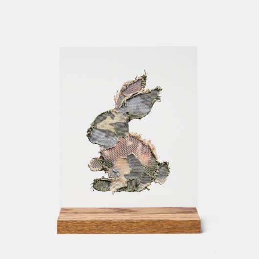 Funny Bunny Crochet Patchwork Camo Rabbit Happy Ea Acrylschild (Vorderseite)