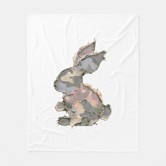 Funny Bunny Crochet Patchwork Camo Rabbit Happy Ea Fleecedecke (Vorderseite)