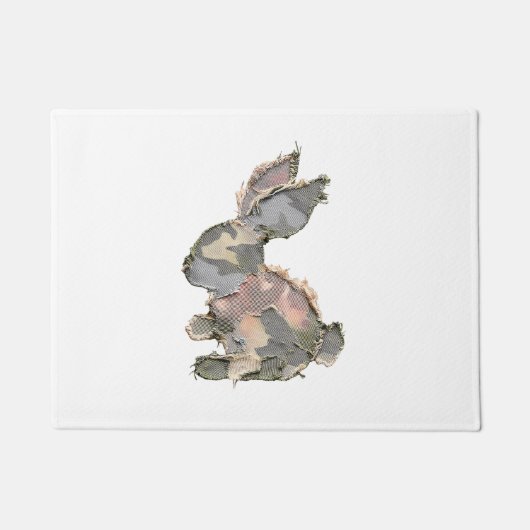 Funny Bunny Crochet Patchwork Camo Rabbit Happy Ea Fußmatte (Vorderseite)