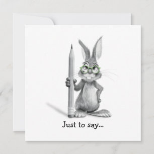 Funny Bunny Hand gezogen, nur um zu sagen Dankeskarte