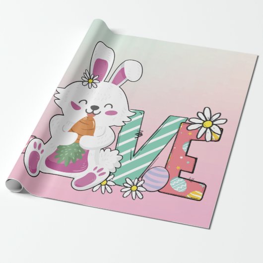 Funny Bunny Happy Easter Day Geschenkpapier (Ungerollt)