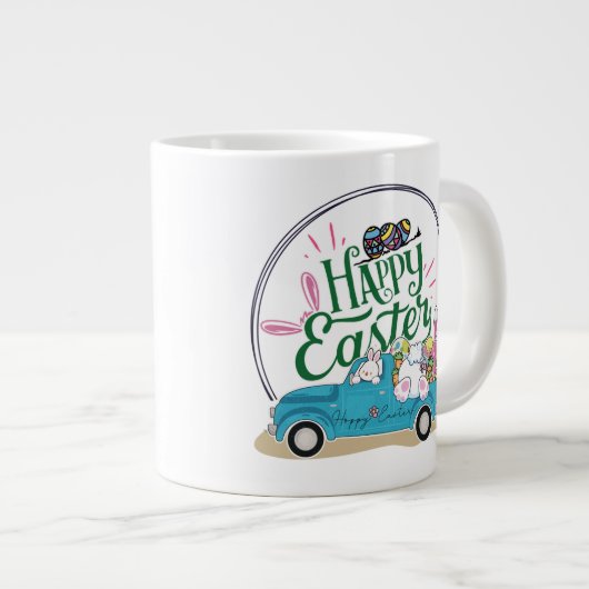 Funny Bunny Happy Easter Day Jumbo-Tasse (Vorderseite Rechts)