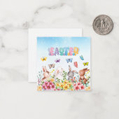 Funny Bunny Happy Easter Day Mitteilungskarte (Vorderseite/Rückseite Beispiel)