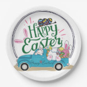 Funny Bunny Happy Easter Day Pappteller (Vorderseite)