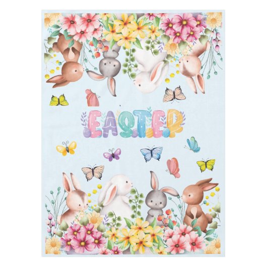 Funny Bunny Happy Easter Day Tischdecke (Vorderseite)