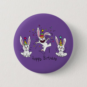 Funny Bunny Happy Geburtstag Niedlich Kids Rabbit Button