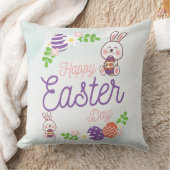 Funny Bunny Happy Ostertag Throw Kissen (Decke)