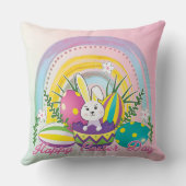 Funny Bunny Happy Ostertag Throw Kissen (Rückseite)
