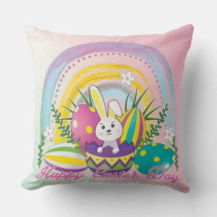 Funny Bunny Happy Ostertag Throw Kissen