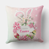 Funny Bunny Happy Ostertag Throw Kissen (Rückseite)