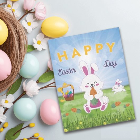 Funny Bunny Happy Ostertag Weihnachtskarte Feiertagskarte