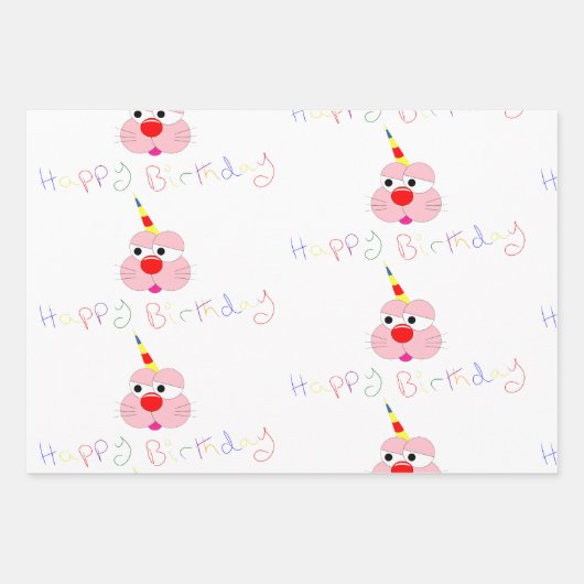 Funny Bunny - Ich bin ein Einhorn. Alles Gute zum Geschenkpapier Set (Vorderseite 3)