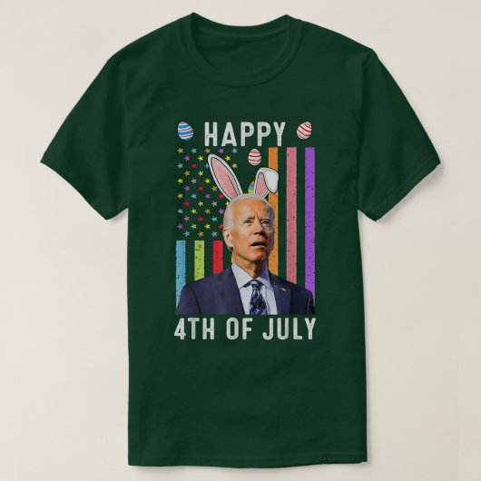 Funny Bunny Joe Biden Happy 4. Juli Verwirrt E T-Shirt (Design vorne)