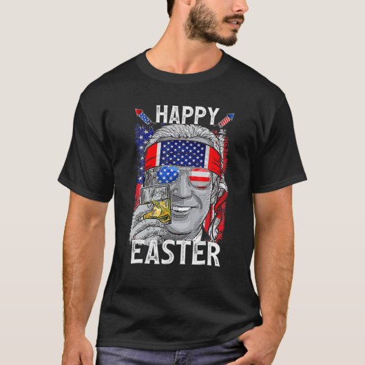 Funny Bunny Joe Biden Happy 4. Juli Verwirrt E T-Shirt (Vorderseite)