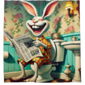 Funny Bunny on Toilet Bad Art Duschvorhang (Vorderseite)
