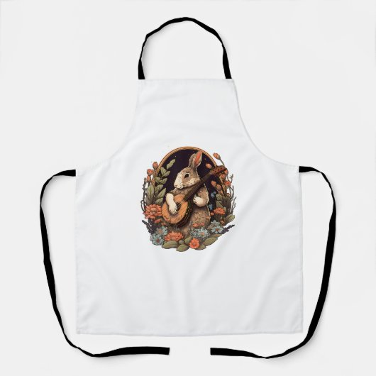 Funny Bunny Playing Banjo Gitarre Musik Rabbit Hap Schürze (Vorderseite)