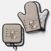 Funny Bunny- Police Lineup Ofenhandschuh & Topflappen-Set (Vorderseite/Rückseite)