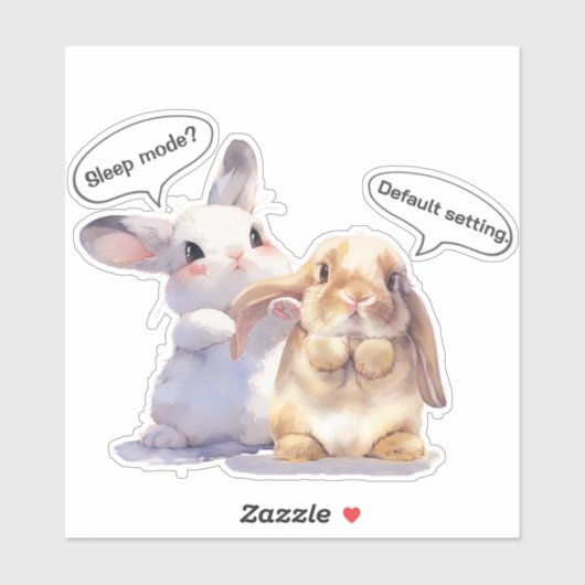Funny Bunny Sticker – Sleep Mode vs Default (Blatt)
