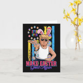 Funny Bunny Trump 47. Salt Bae Meme macht Ostern G Karte (Gelbe Blume)