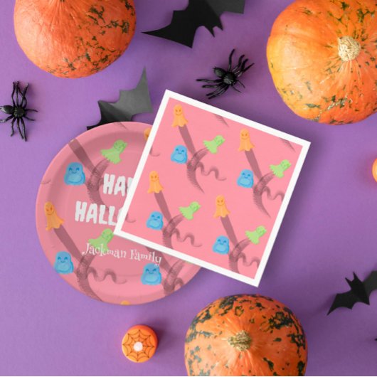 Funny bunt Geister in Rosa, Halloween-Party Serviette