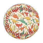 Funny bunt Muster Dino Comic Dinosaurier Baseball (Vorderseite Links)