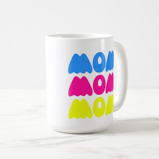 Funny bunt WOW Sprichwort Simple Pink Blue Gelb Kaffeetasse (VorderseiteRechts)