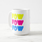 Funny bunt WOW Sprichwort Simple Pink Blue Gelb Kaffeetasse (Vorderseite Links)