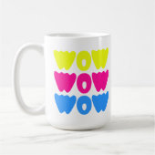 Funny bunt WOW Sprichwort Simple Pink Blue Gelb Kaffeetasse (Links)