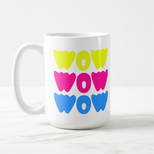 Funny bunt WOW Sprichwort Simple Pink Blue Gelb Kaffeetasse (Links)