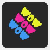 Funny bunt WOW Sprichwort Simple Pink Blue Gelb Quadratischer Aufkleber (Vorderseite)