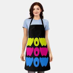 Funny bunt WOW Sprichwort Simple Pink Blue Gelb Schürze